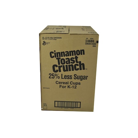Cinnamon Toast Crunch Cereal 25% Less Sugar Single Serve K12 2 oz. Eq Grain, PK60 16000-14886